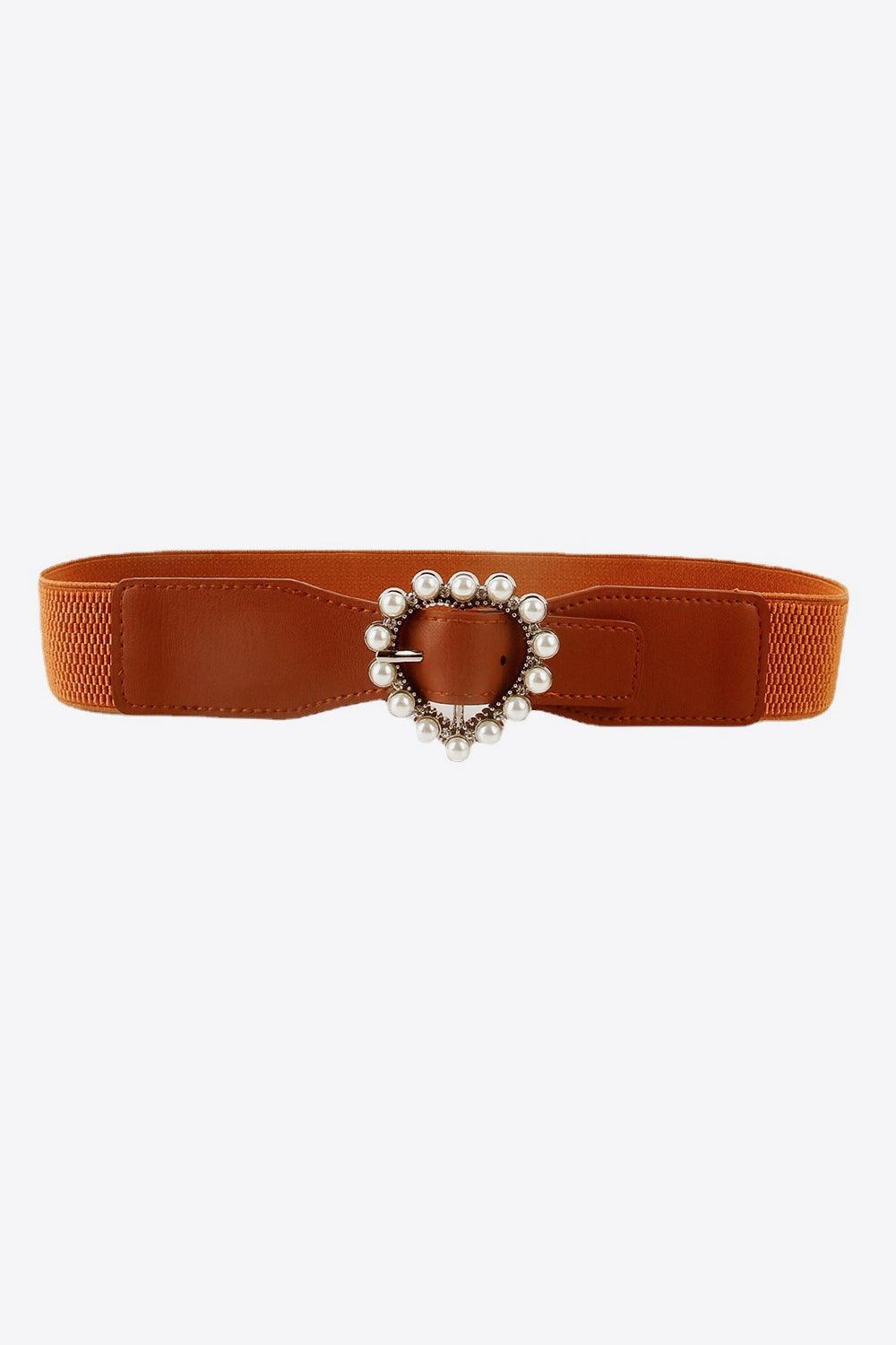 Pearl Heart Buckle Elastic Belt - 808Lush