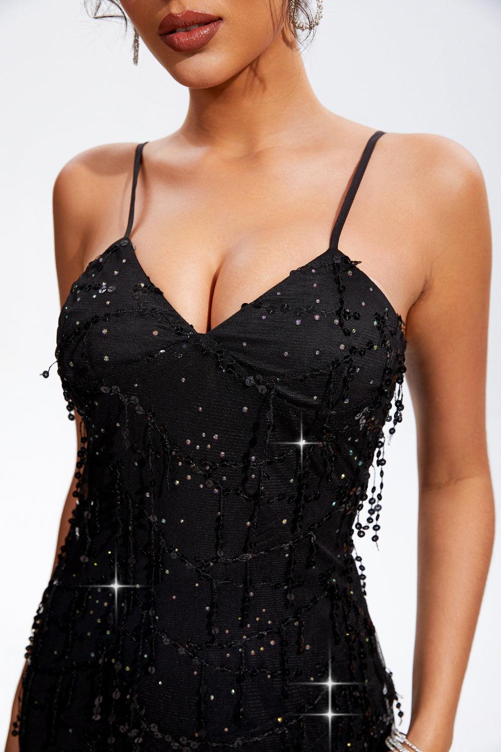 Sequin V-Neck Wrap Cami Dress - 808Lush