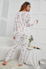 Flamingo Long Sleeve Top and Pants Lounge Set - 808Lush