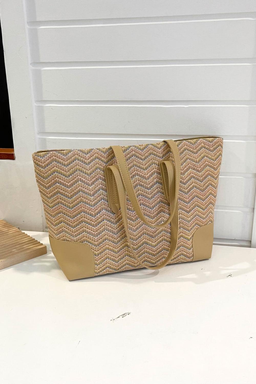 Chevron Straw Tote Bag - 808Lush