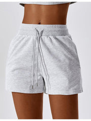 Drawstring Smocked Waist Sports Shorts - 808Lush