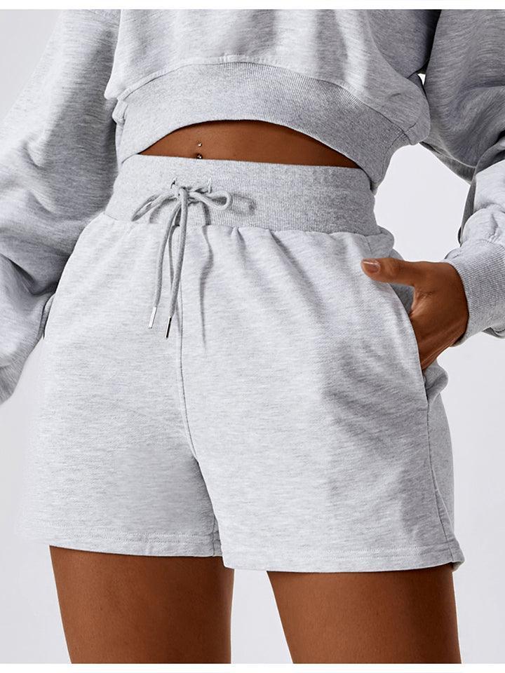 Drawstring Smocked Waist Sports Shorts - 808Lush