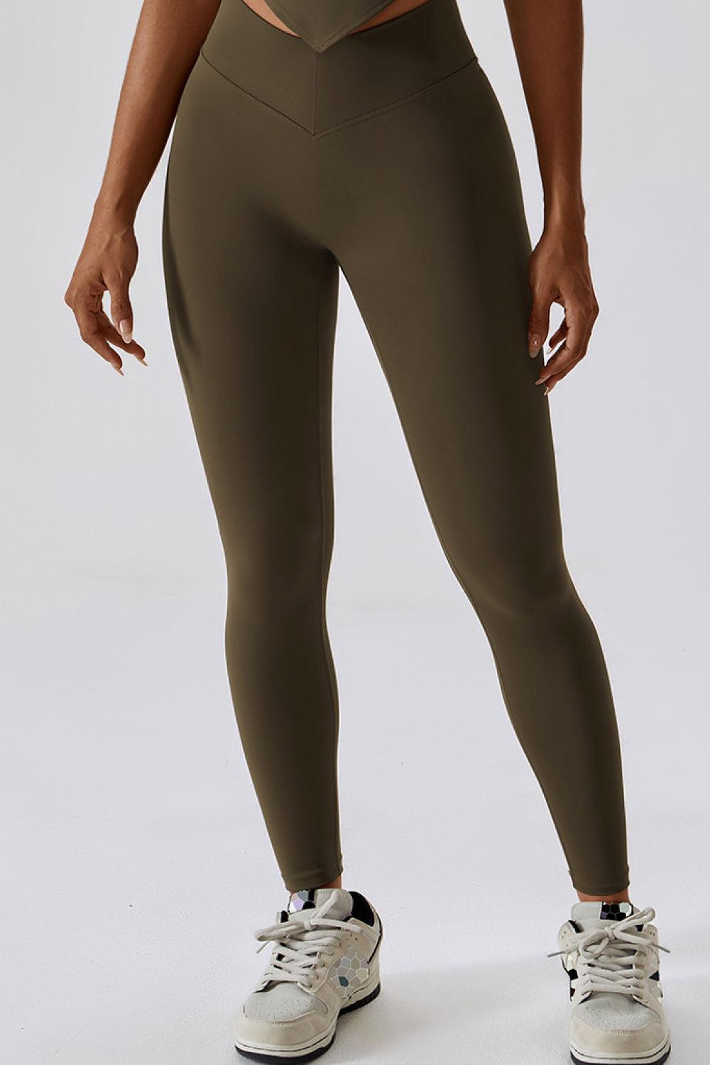 Wide Waistband Slim Fit Back Pocket Sports Leggings - 808Lush