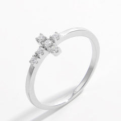 925 Sterling Silver Zircon Cross Ring