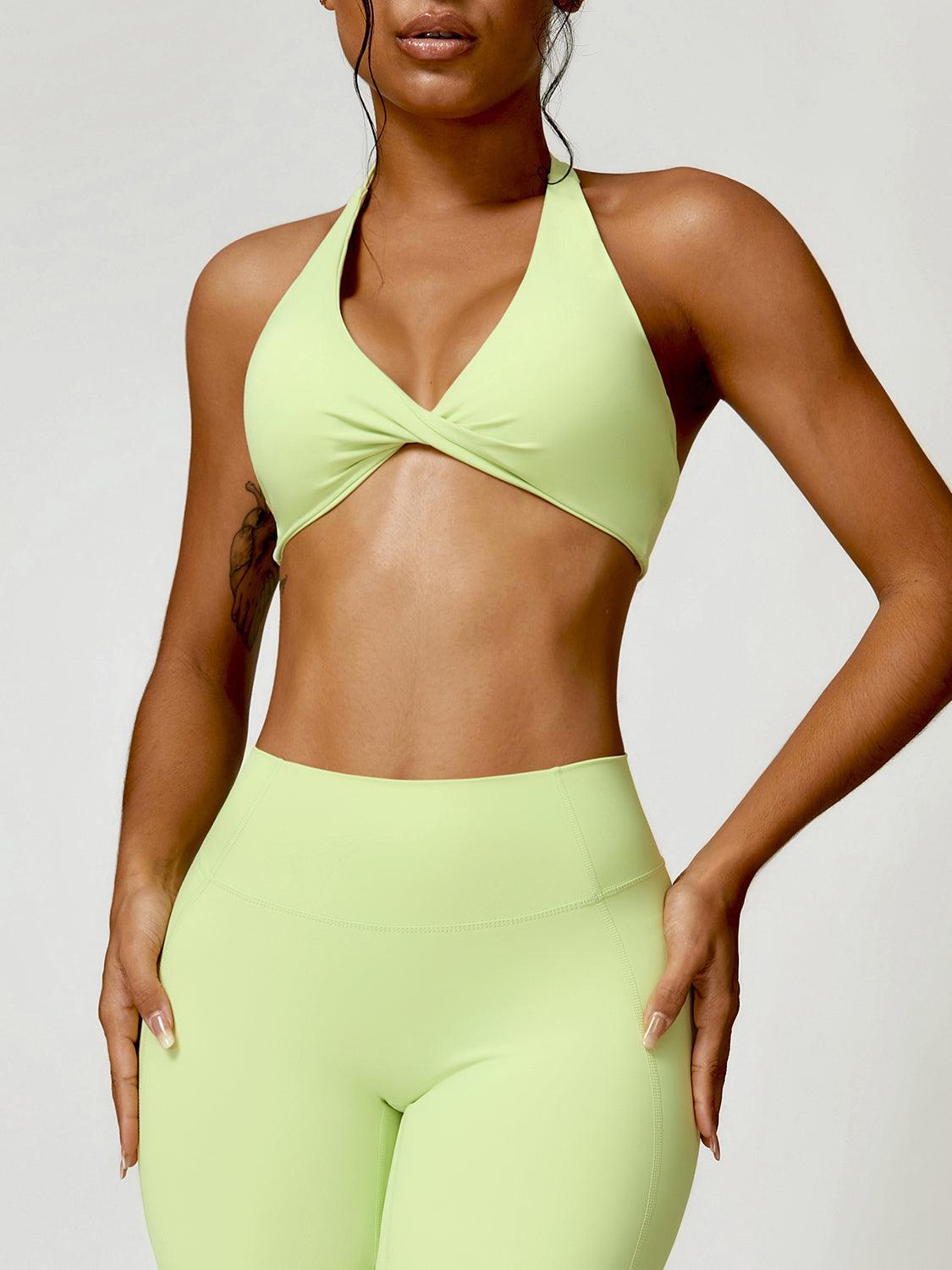 Twisted Halter Neck Active Bra - 808Lush