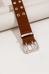 Double Row Grommet PU Leather Belt - 808Lush