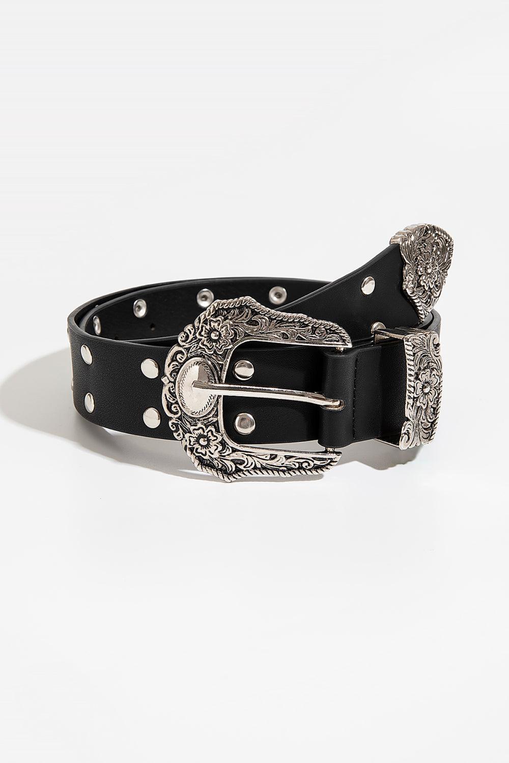 Double Row Studded PU Leather Belt - 808Lush