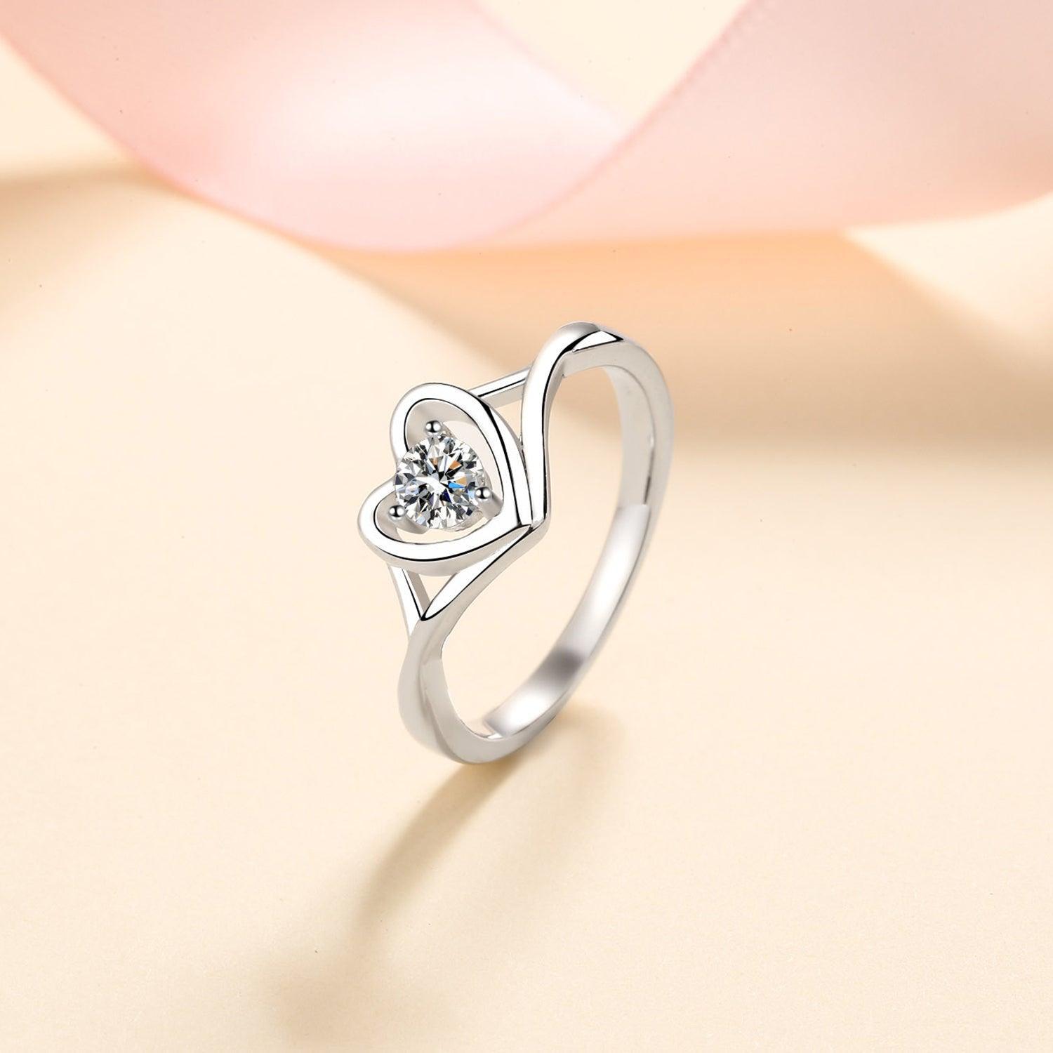 Moissanite Heart 925 Sterling Silver Ring - 808Lush