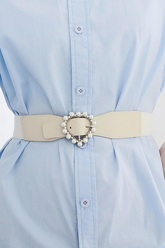 Pearl Heart Buckle Elastic Belt - 808Lush