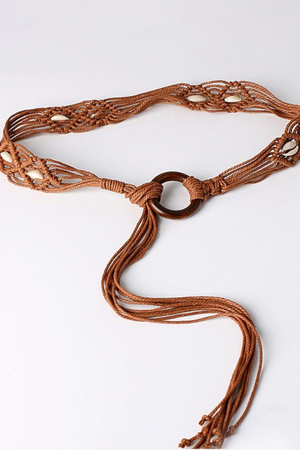 Bohemian Wood Ring Braid Belt - 808Lush