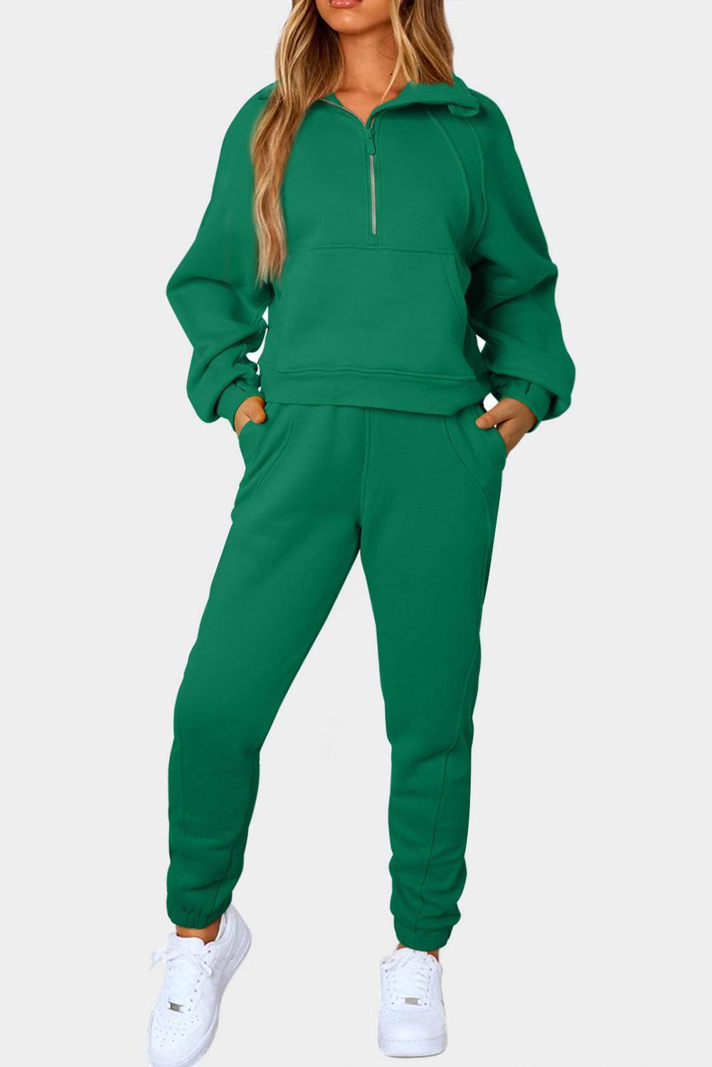 Half-Zip Sports Set with Pockets - 808Lush