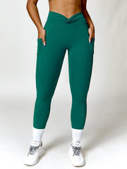 Twisted High Waist Active Pants with Pockets - 808Lush