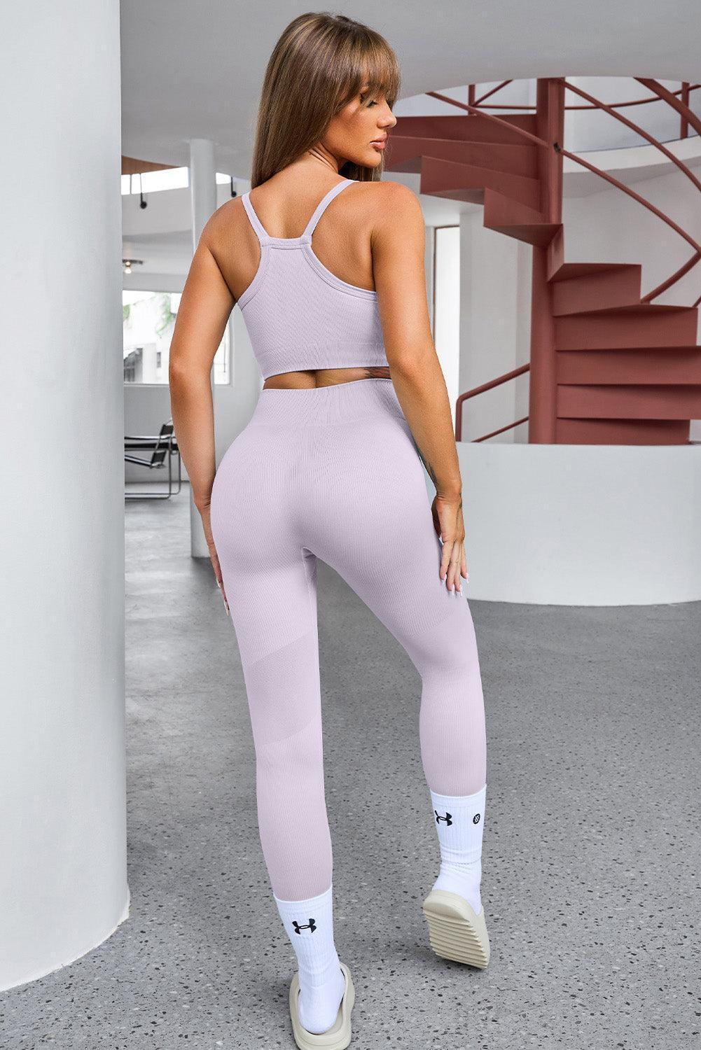 Tank Cropped Active Top and Pants Set - 808Lush