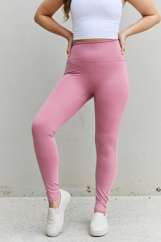 Zenana Fit For You Full Size High Waist Active Leggings in Light Rose - 808Lush