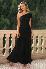 One-Shoulder Ruched Maxi Dress - 808Lush