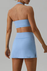 Halter Neck Tank and Slit Skirt Active Set - 808Lush