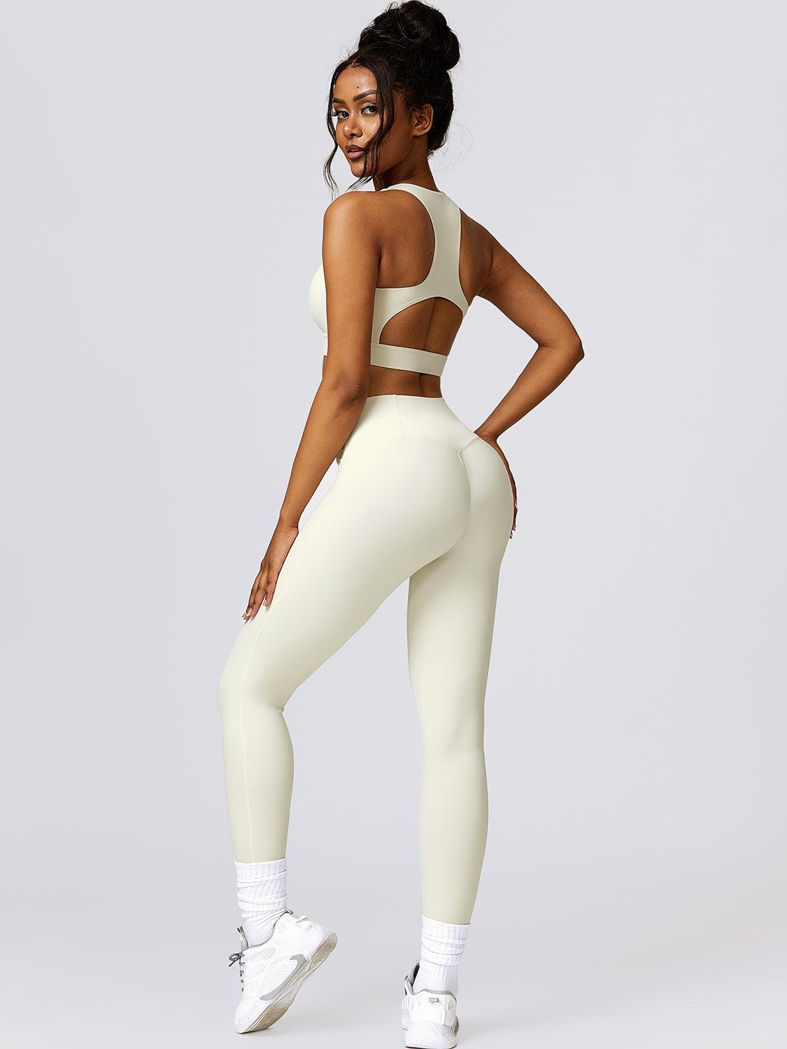 Cutout Cropped Sport Tank and Leggings Set - 808Lush