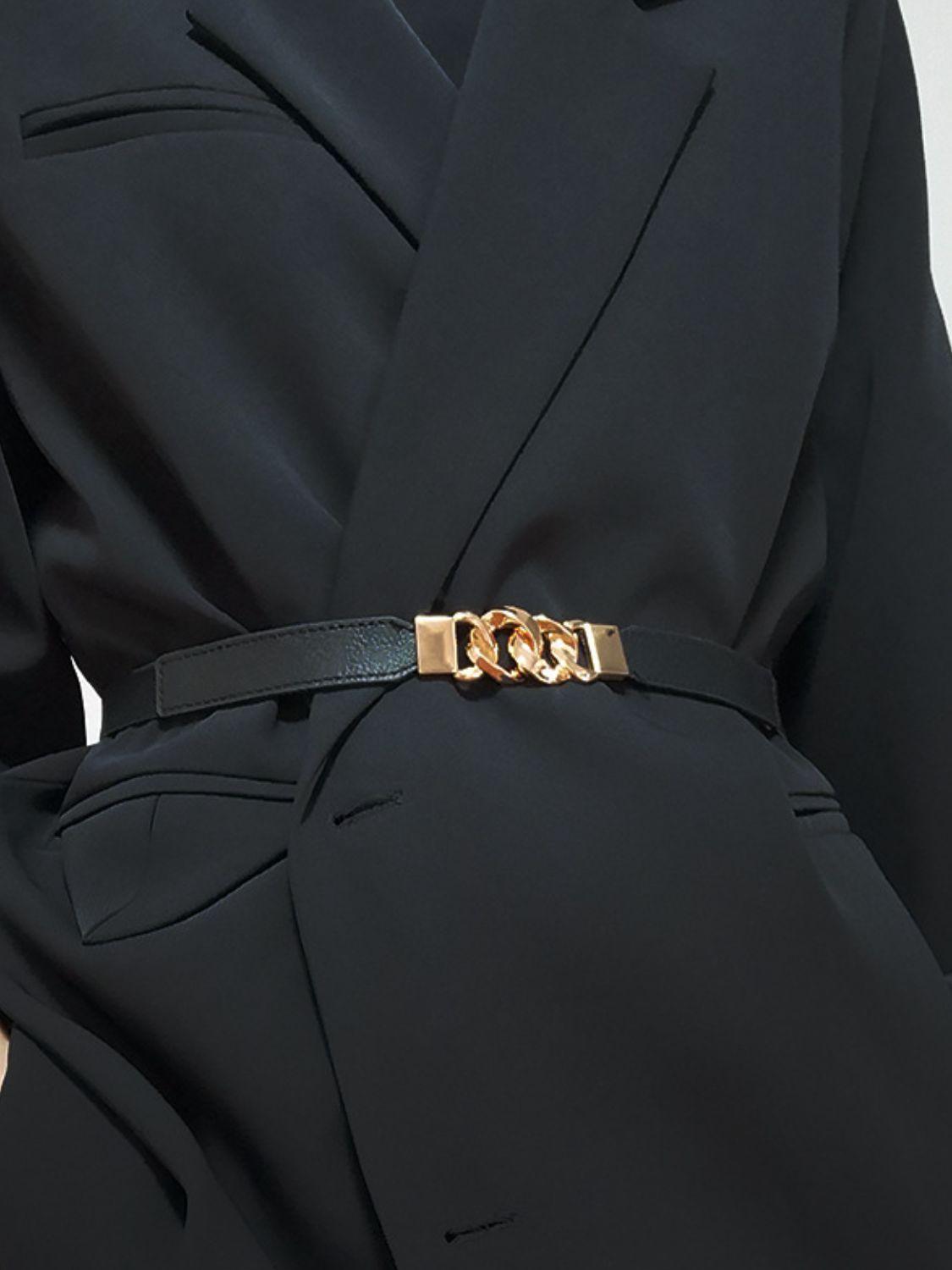 Zinc Alloy Buckle Elastic PU Belt - 808Lush