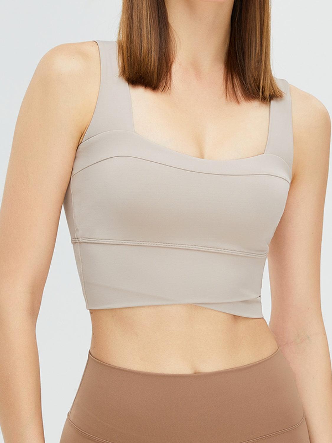 Square Neck Wide Strap Active Bra - 808Lush