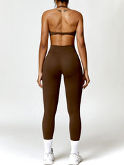 Twisted Halter Neck Bra and High Waist Leggings Active Set - 808Lush