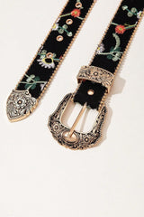 Embroidered PU Leather Adjustable Buckle Belt - 808Lush