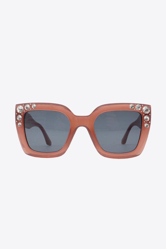 Inlaid Rhinestone Polycarbonate Sunglasses - 808Lush