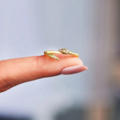 Snake Shape 18K Gold-Plated Bypass Ring - 808Lush