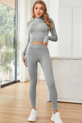 Mock Neck Long Sleeve Top and Leggings Active Set - 808Lush