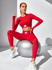 Round Neck Long Sleeve Top and Leggings Active Set - 808Lush