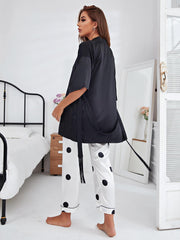 Cami, Robe, and Printed Pants Pajama Set - 808Lush