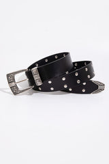 Double Row Studded PU Leather Belt - 808Lush