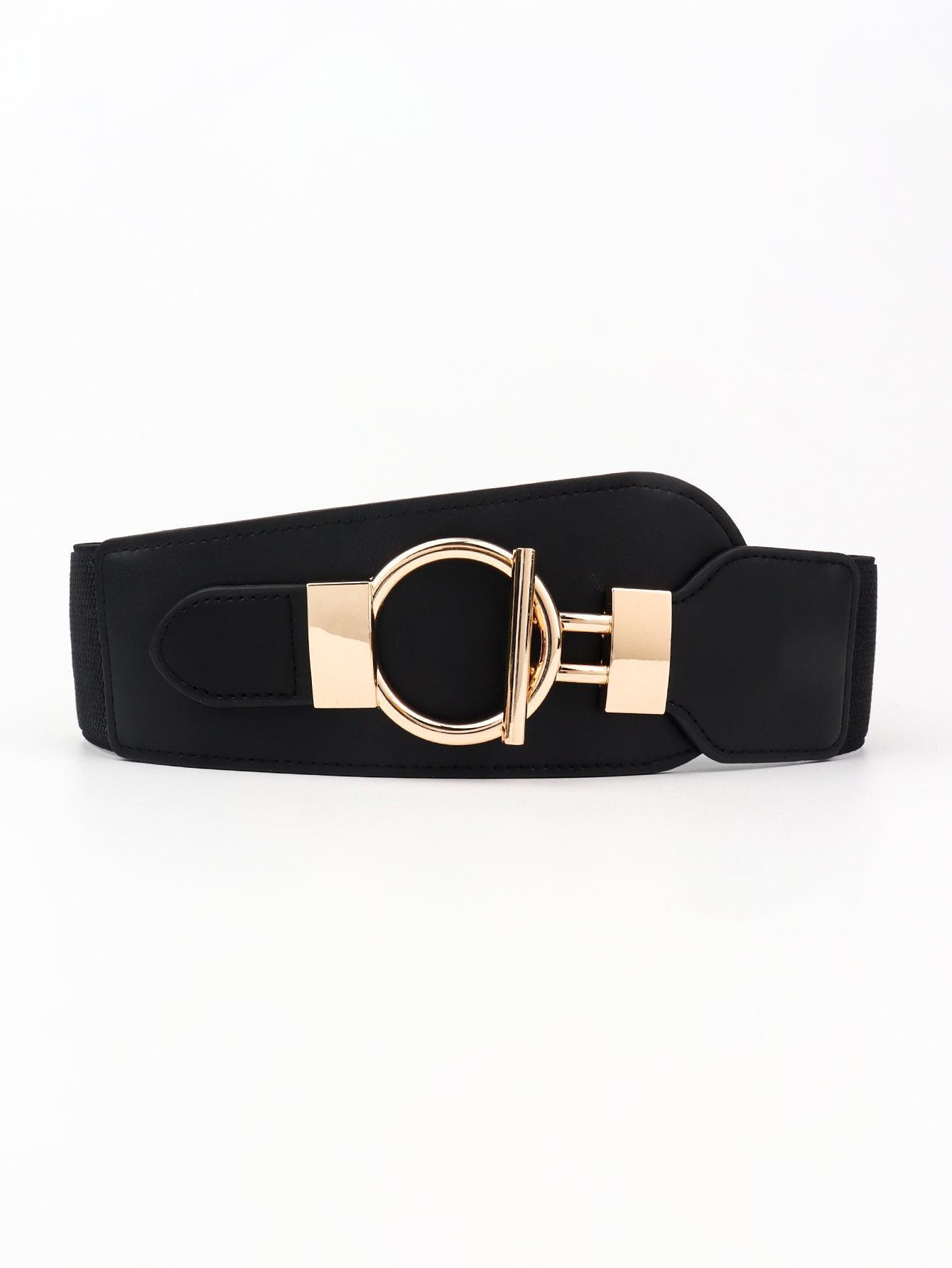 PU Elastic Wide Belt with Alloy Buckle - 808Lush