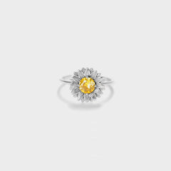 Sunflower Zircon 925 Sterling Silver Ring - 808Lush