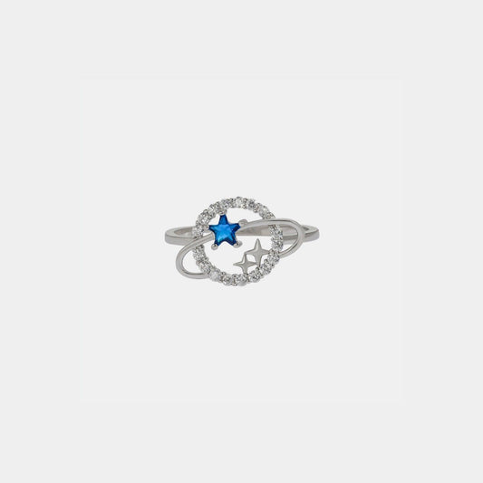 Planet Shape Inlaid Zircon 925 Sterling Silver Ring - 808Lush