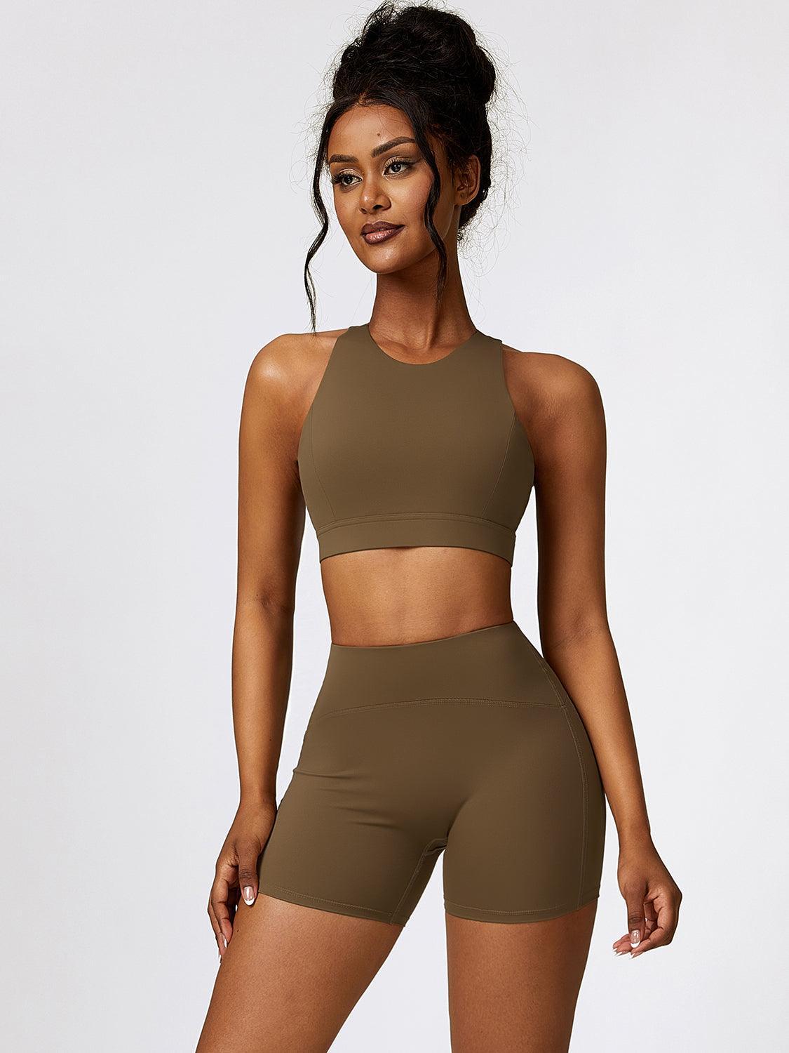 Cutout Cropped Sport Tank and Shorts Set - 808Lush