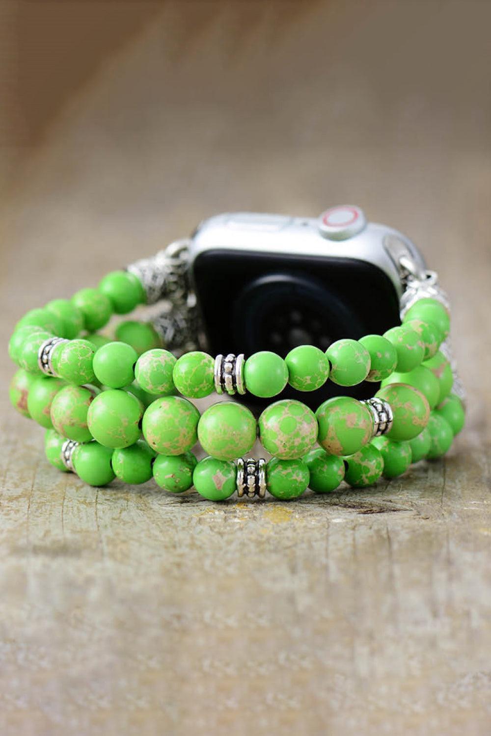 Synthetic Imperial Jasper Beaded Watchband Bracelet - 808Lush