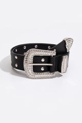 Double Row Studded PU Leather Belt - 808Lush