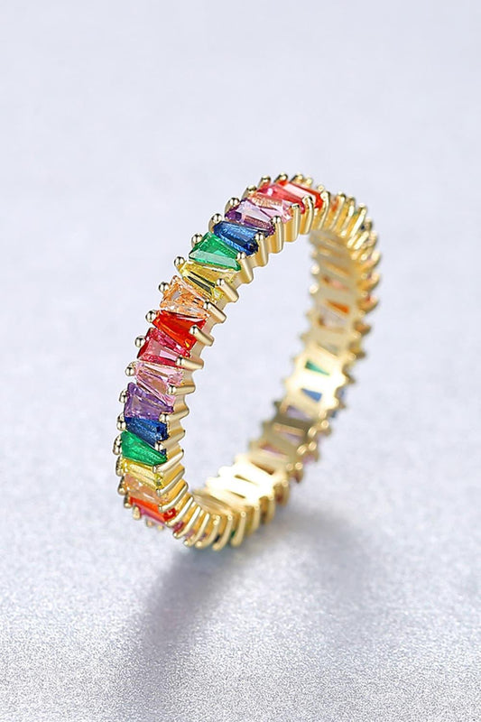 Multicolored Cubic Zirconia 925 Sterling Silver Ring - 808Lush