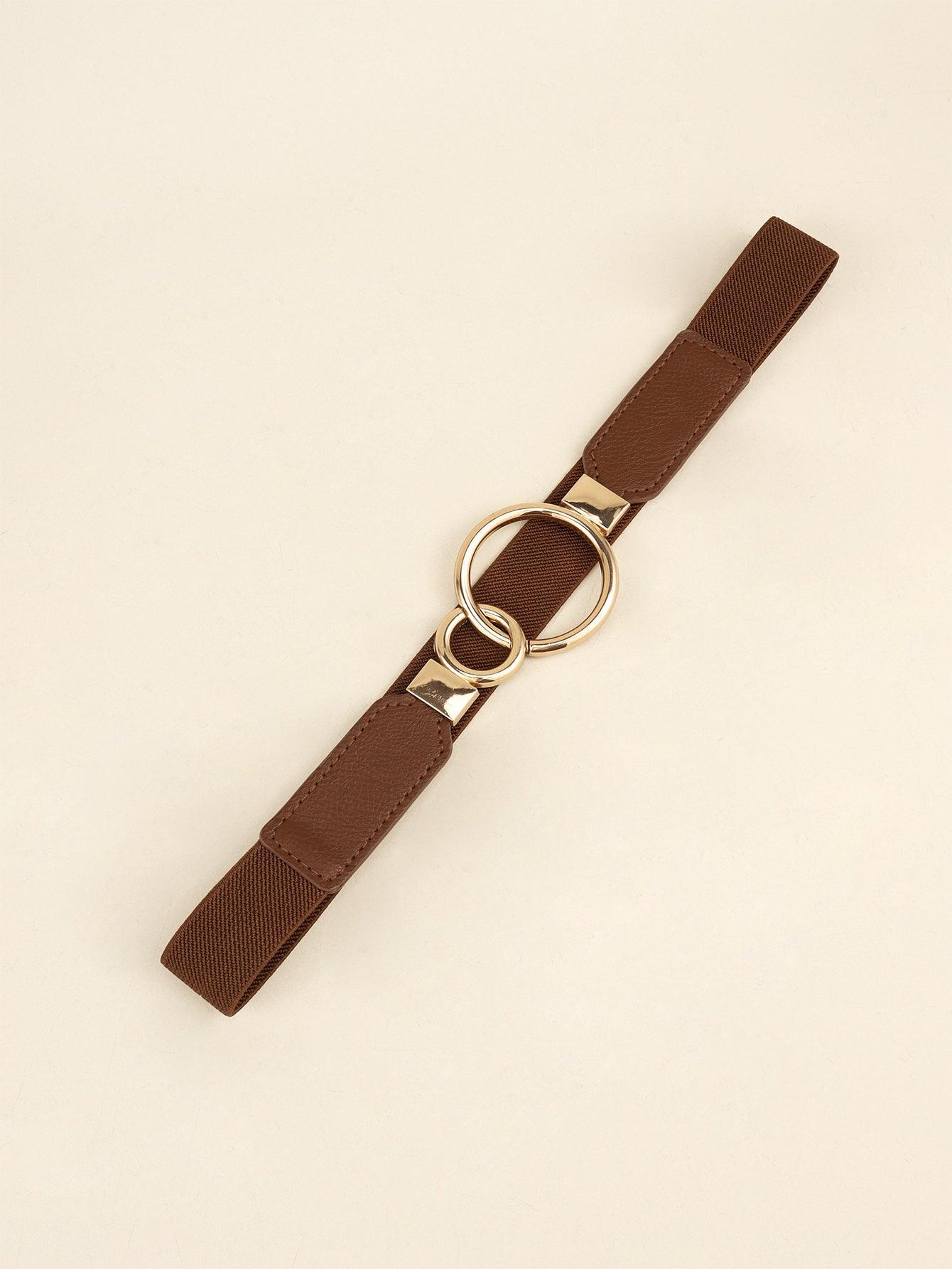 Double Ring Buckle Elastic PU Belt - 808Lush