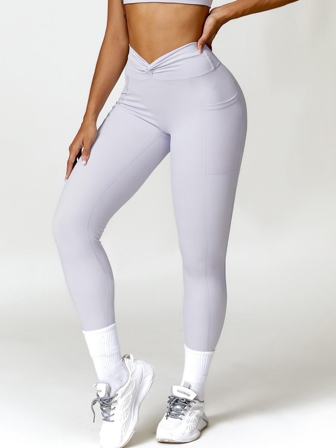 Twisted High Waist Active Pants with Pockets - 808Lush