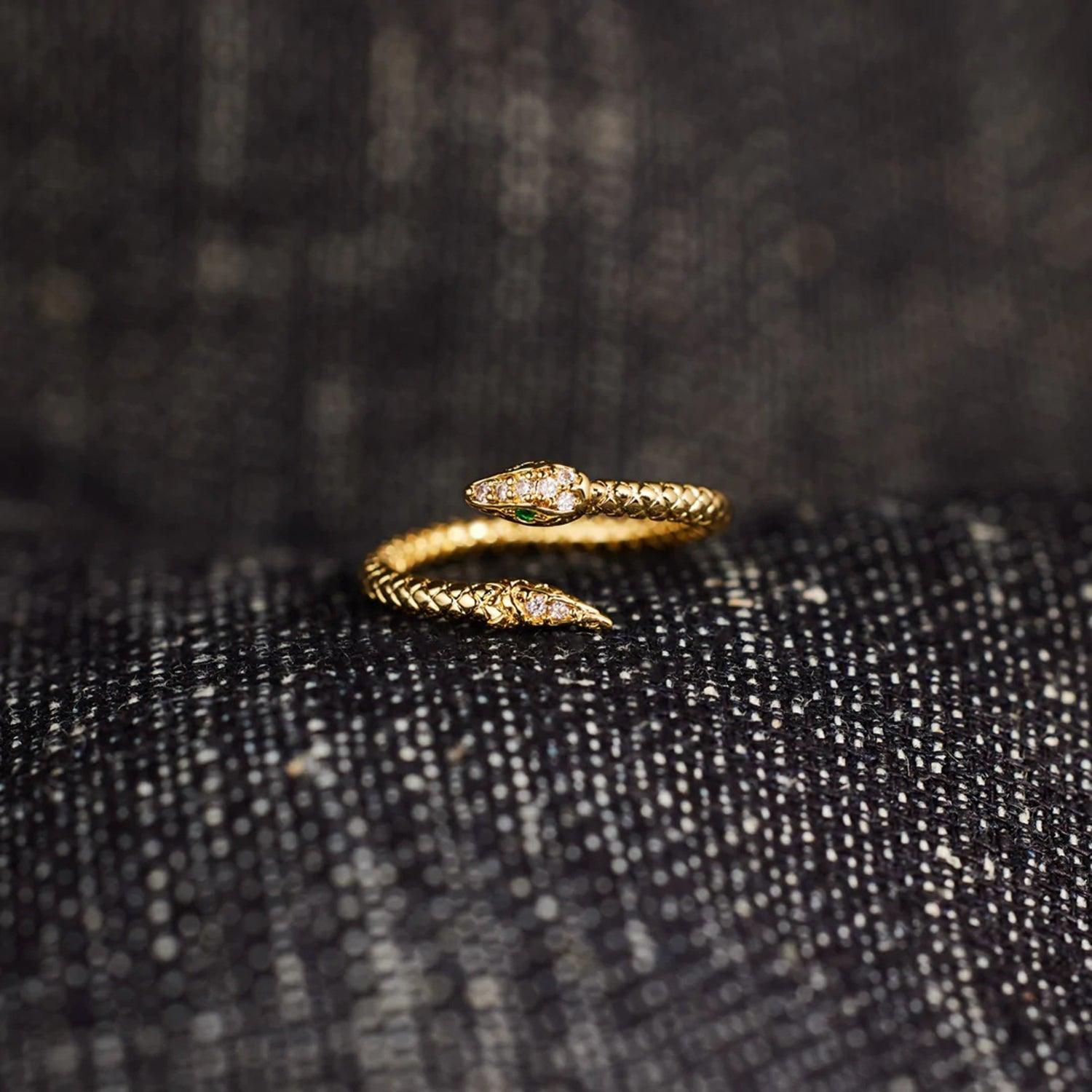 Snake Shape 18K Gold-Plated Bypass Ring - 808Lush