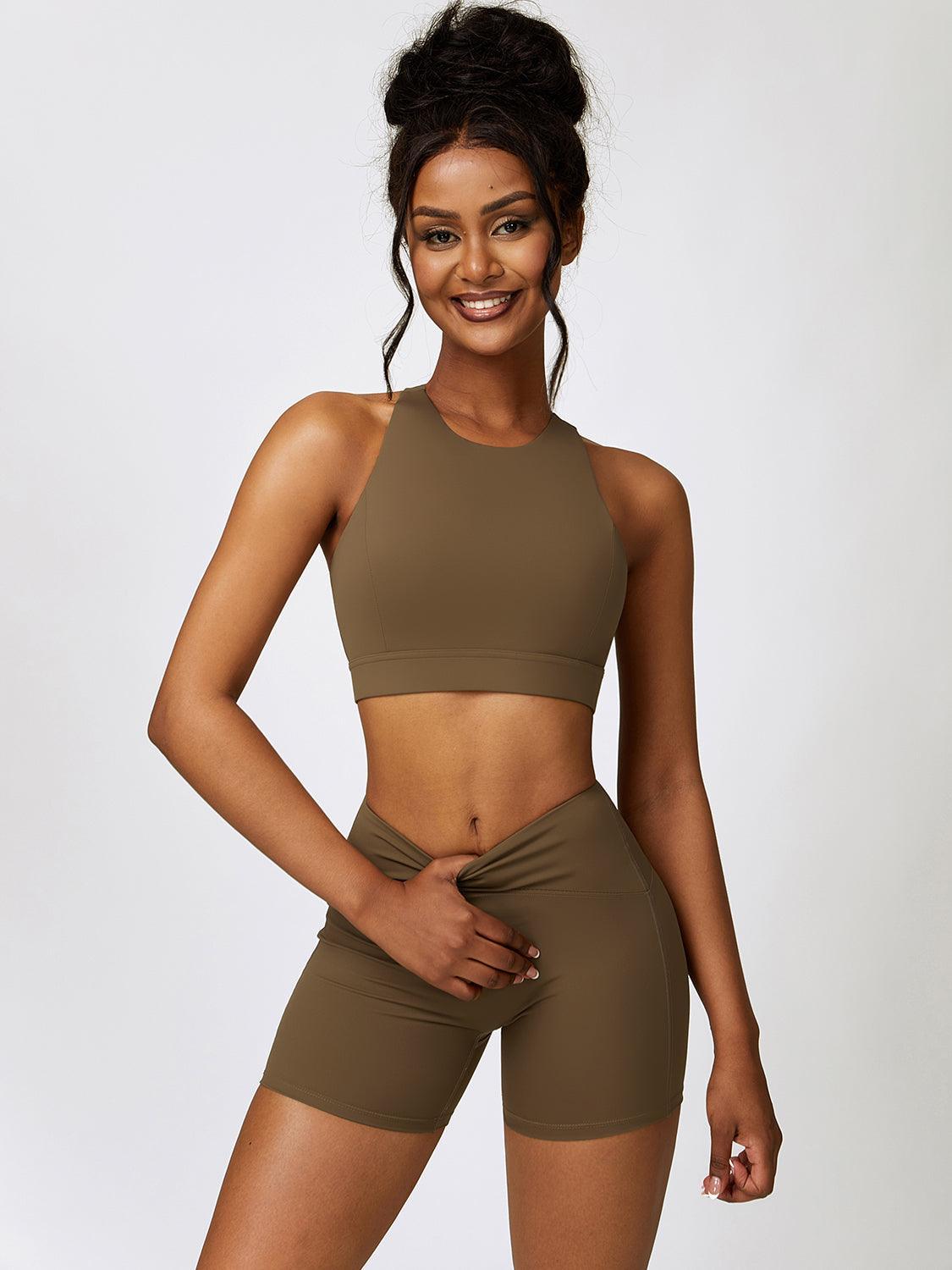 Cutout Cropped Sport Tank and Shorts Set - 808Lush