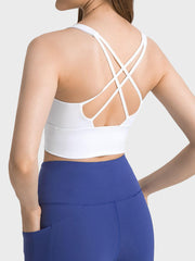 Scoop Neck Crisscross Straps Sports Bra - 808Lush