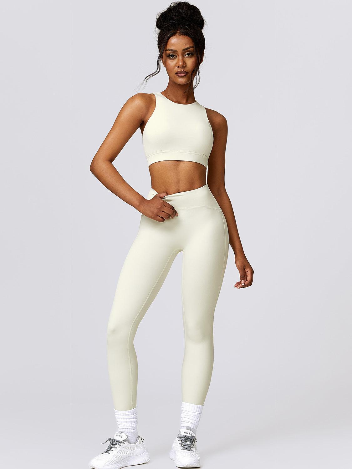 Cutout Cropped Sport Tank and Leggings Set - 808Lush