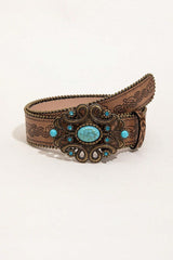 Leaf Pattern PU Leather Belt - 808Lush