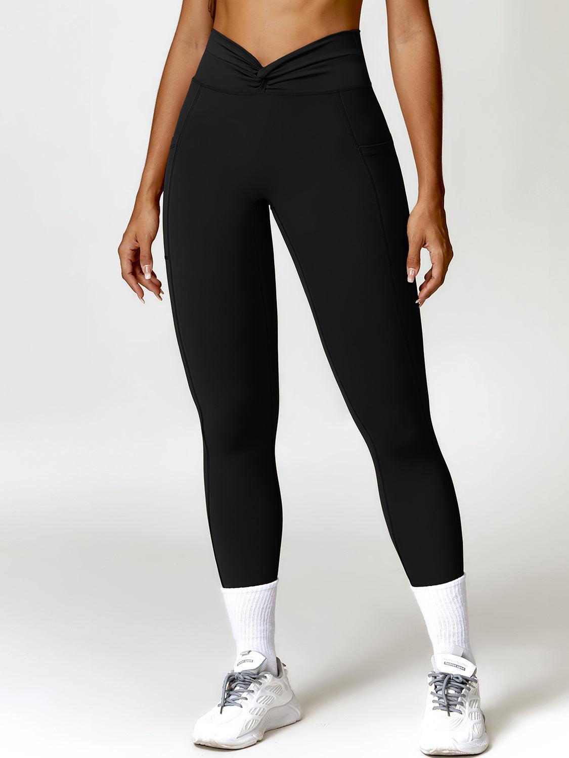 Twisted High Waist Active Pants with Pockets - 808Lush