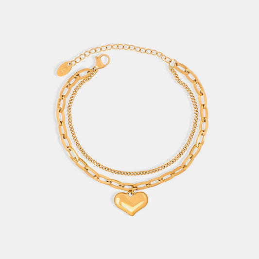 Heart Shape Lobster Closure Chain Bracelet - 808Lush