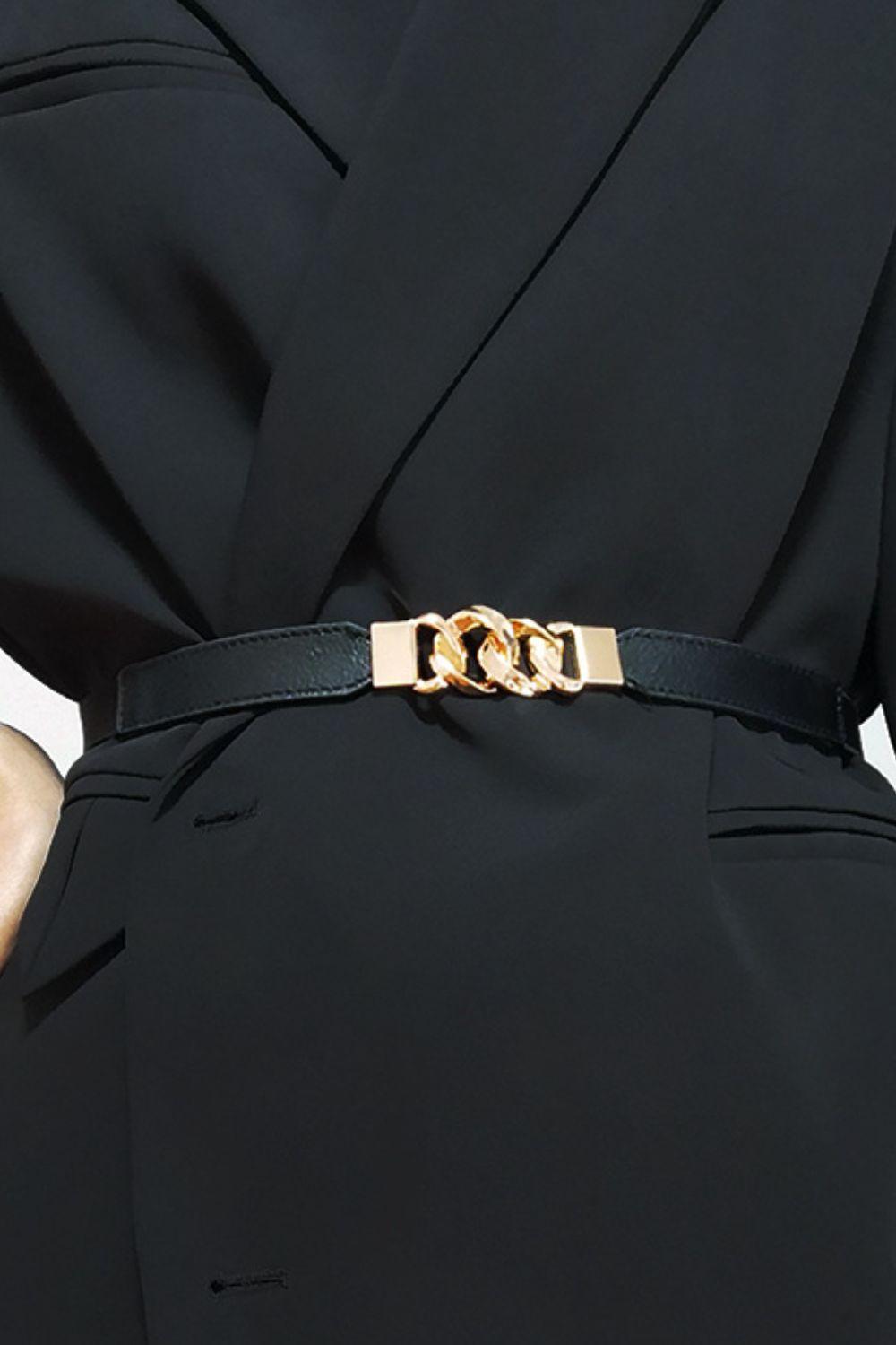 Zinc Alloy Buckle Elastic PU Belt - 808Lush