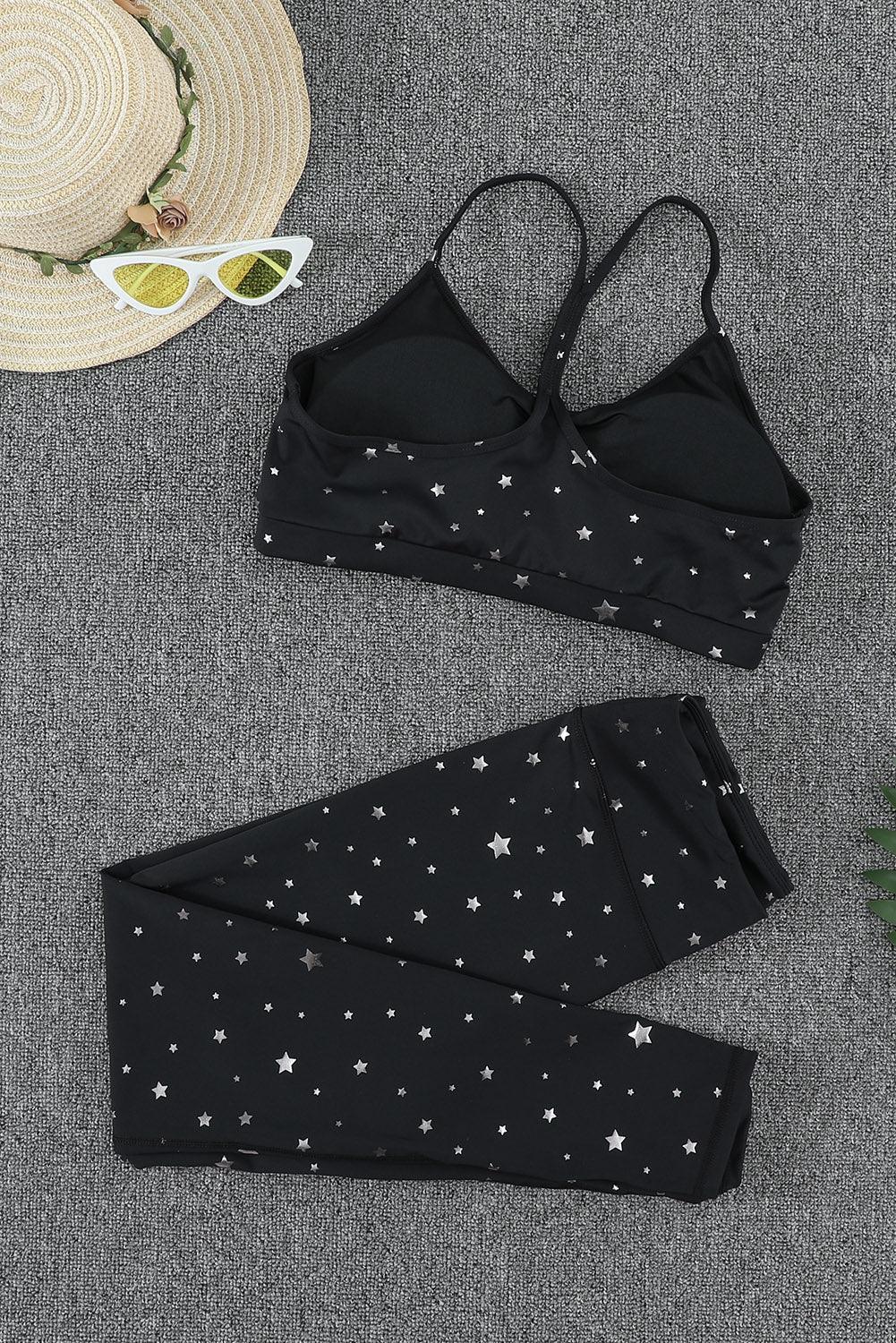 Star Print Sports Bra and Leggings Set - 808Lush