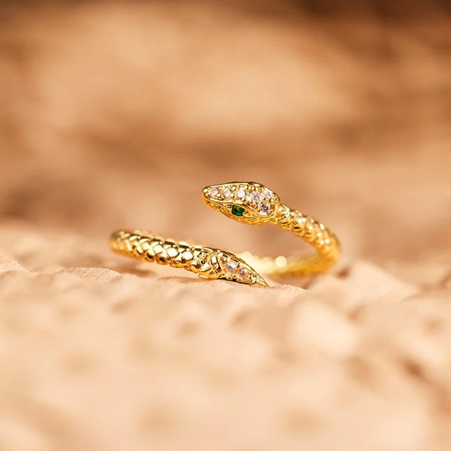 Snake Shape 18K Gold-Plated Bypass Ring - 808Lush